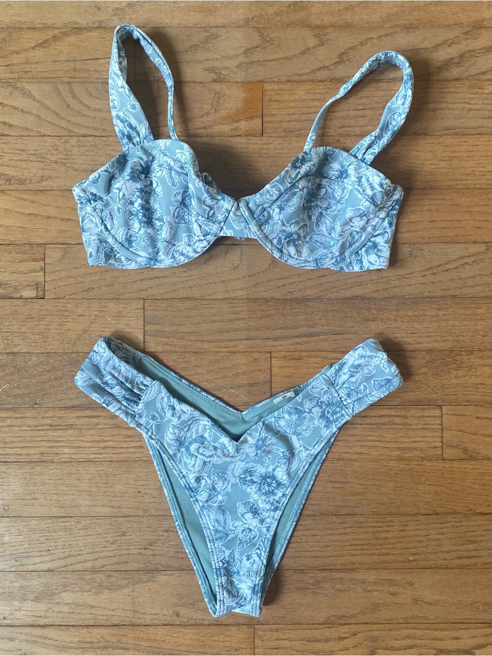 Abercrombie & Fitch Light Blue Floral Underwire Bikini Set